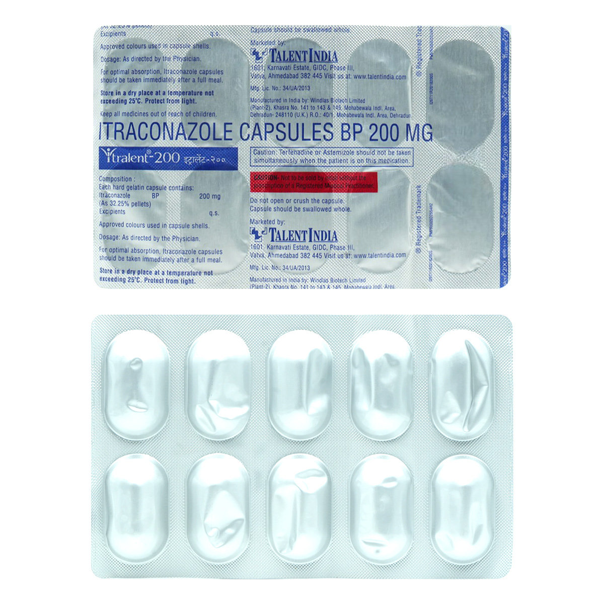 Itralent-200Mg Capsule 10'S, Pack of 10 CapsuleS Itralent-200Mg Capsule 10'S, Pack of 10 CapsuleS