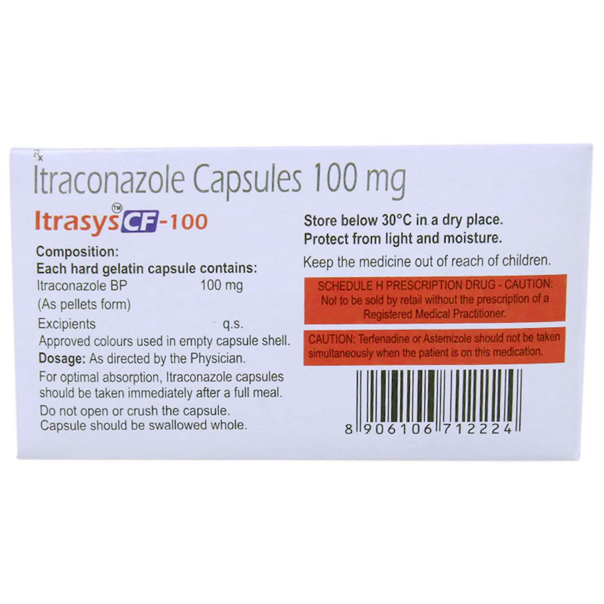 Itrasys CF 100 Capsule 4's, Pack of 4 CAPSULES Itrasys CF 100 Capsule 4's, Pack of 4 CAPSULES