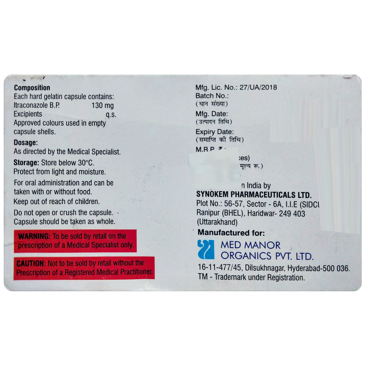 Itrafem SB 130 Capsule 10's, Pack of 10 CapsuleS Itrafem SB 130 Capsule 10's, Pack of 10 CapsuleS