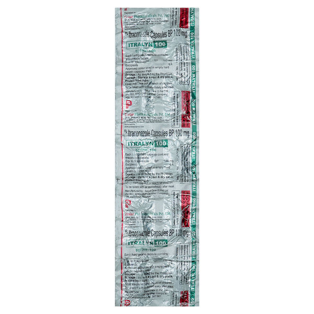 Itralyn 100 mg Capsule 10's, Pack of 10 CAPSULES Itralyn 100 mg Capsule 10's, Pack of 10 CAPSULES