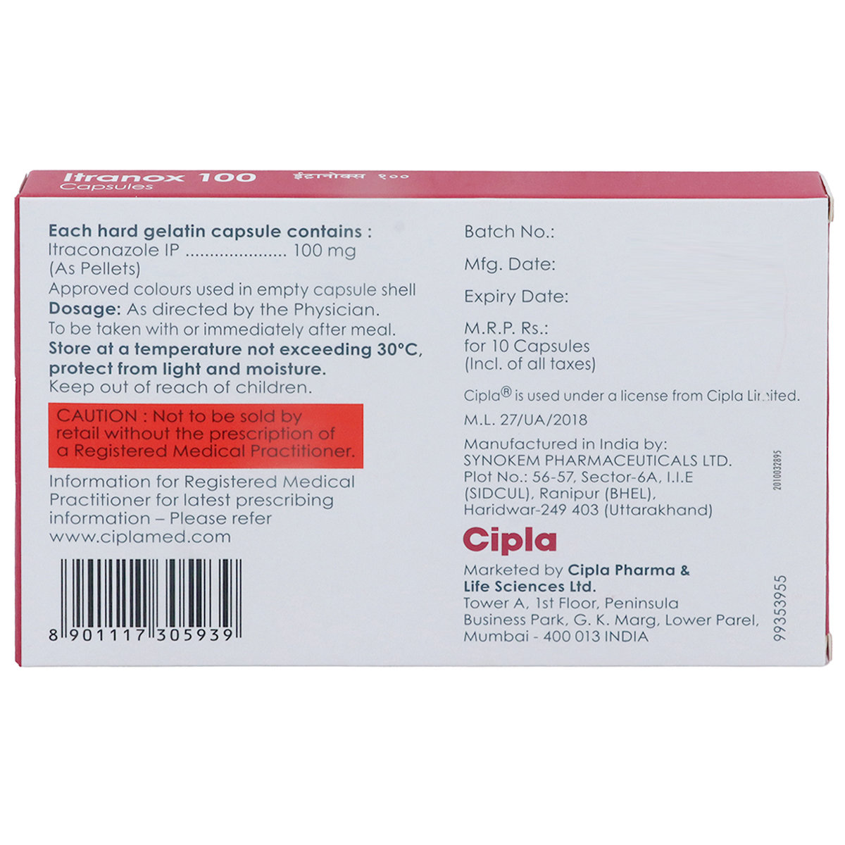 Itranox 100 Capsule 10's, Pack of 10 Itranox 100 Capsule 10's, Pack of 10