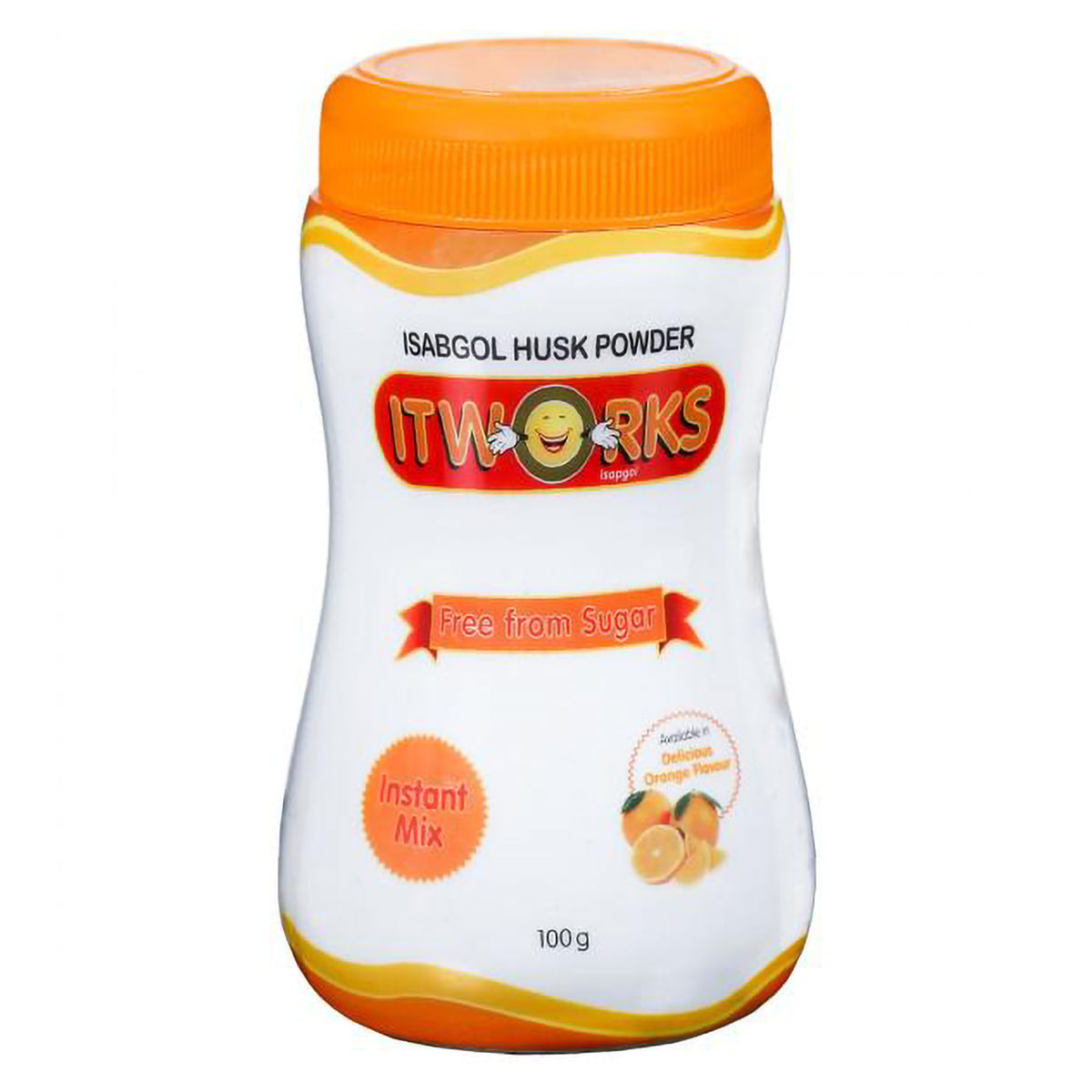 Buy Itworks Orange Flavour Isabgol Husk Powder, 100 gm Jar Online