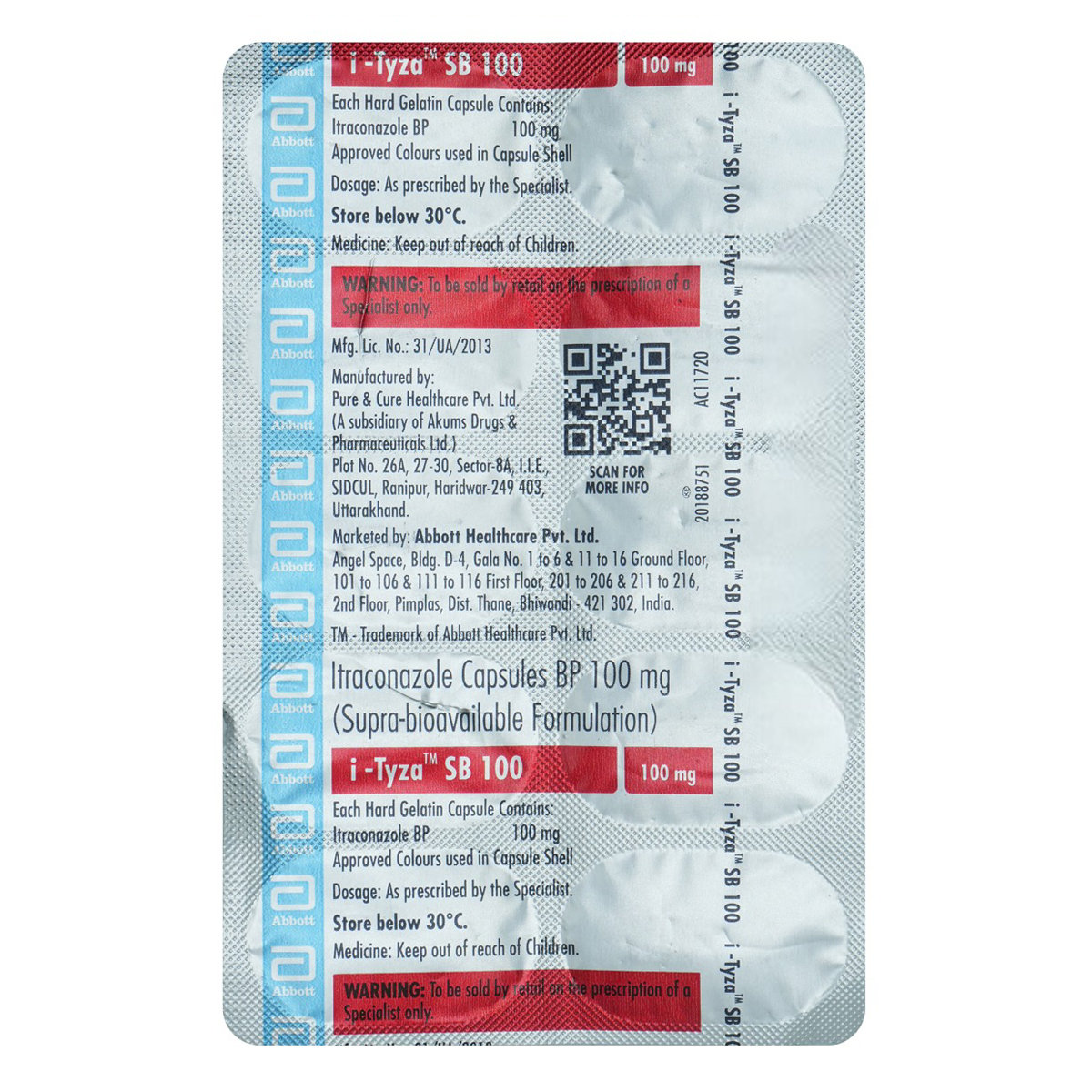 I-Tyza SB 100 Capsule 10's, Pack of 10 CapsuleS I-Tyza SB 100 Capsule 10's, Pack of 10 CapsuleS