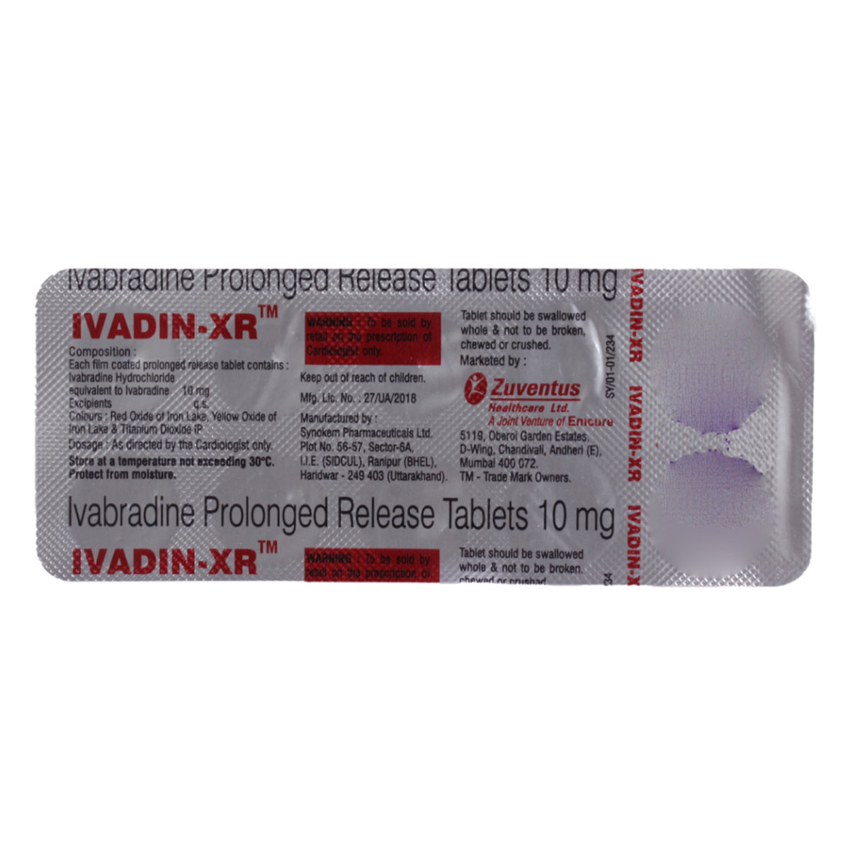 Ivadin-XR 10 Tablet 10's, Pack of 10 TABLETS Ivadin-XR 10 Tablet 10's, Pack of 10 TABLETS