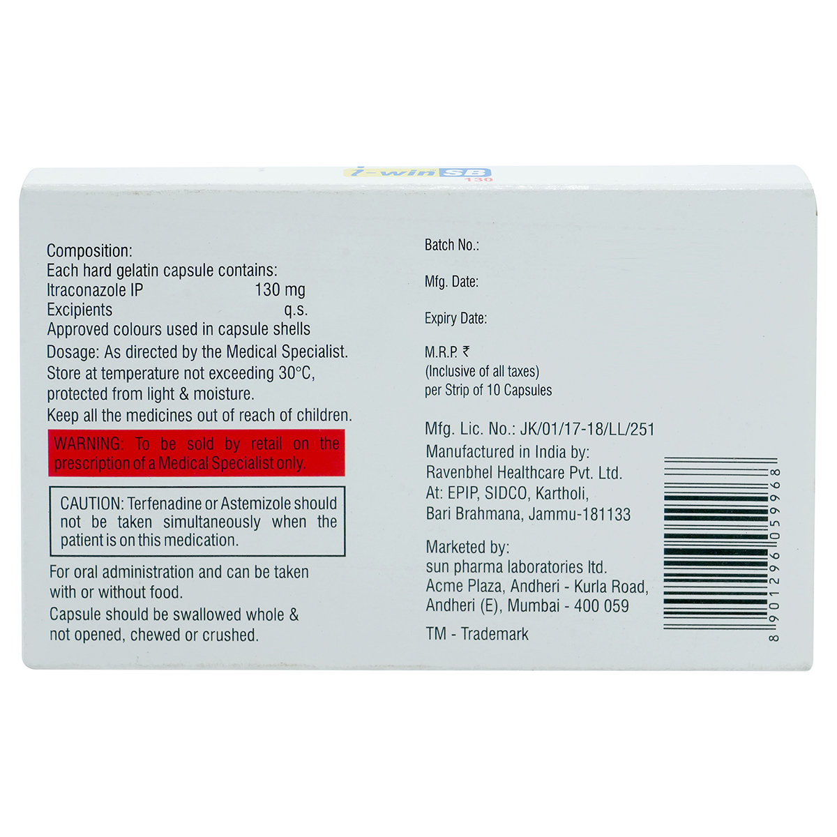 I-Win SB 130 Capsule 10's, Pack of 10 CAPSULES I-Win SB 130 Capsule 10's, Pack of 10 CAPSULES