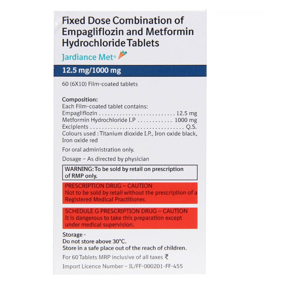 Jardiance Met 12.5 mg/1000 mg Tablet 10's Price, Uses, Side Effects