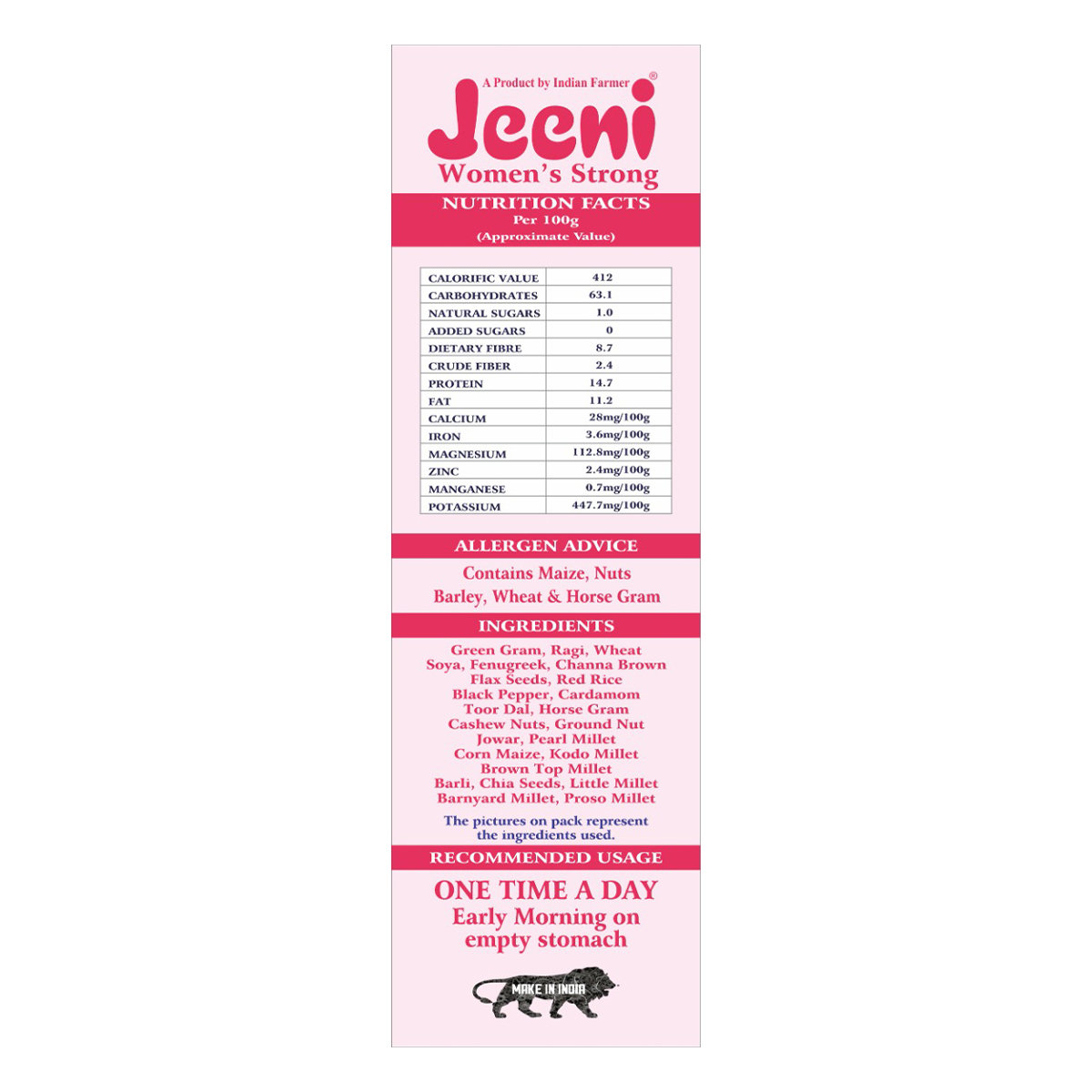 Jeeni Women's Strong Millet & Multi Grains, 500 gm, Pack of 1 Jeeni Women's Strong Millet & Multi Grains, 500 gm, Pack of 1