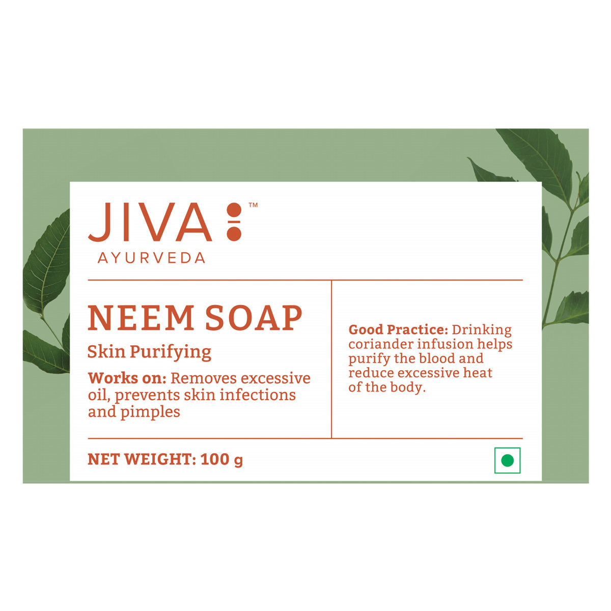 Jiva Neem Soap 100 gm | Fights Germ | Prevents Pimple | Relievse Itching & Dryness | Nourishes Skin, Pack of 1 Jiva Neem Soap 100 gm | Fights Germ | Prevents Pimple | Relievse Itching & Dryness | Nourishes Skin, Pack of 1