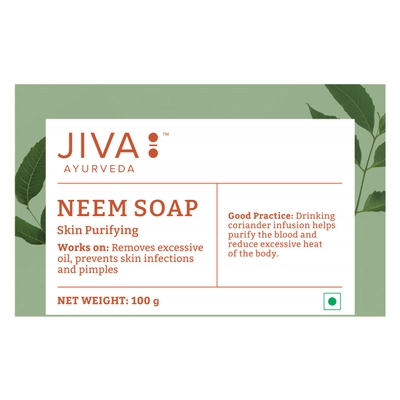 Jiva Neem Soap 100 gm | Fights Germ | Prevents Pimple | Relievse Itching &amp; Dryness | Nourishes Skin, Pack of 1