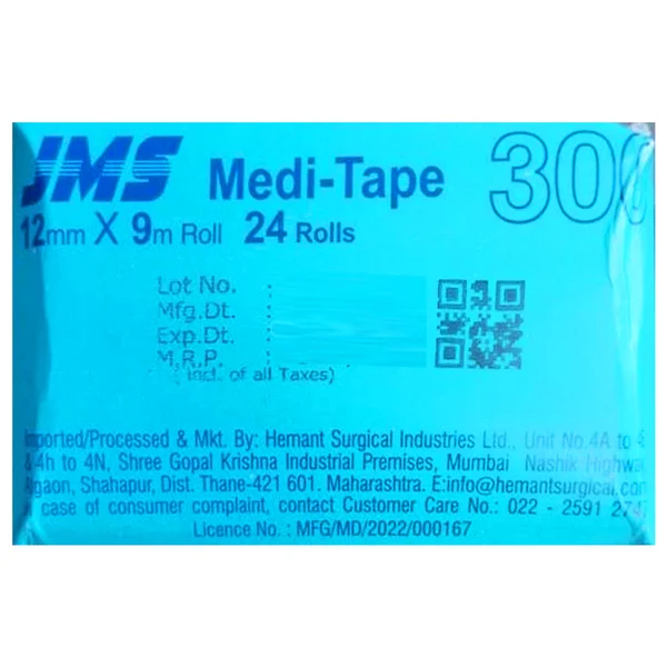 Hemant Jms Medi-Tape 300 12 mmx9 m, 24 Count, Pack of 1