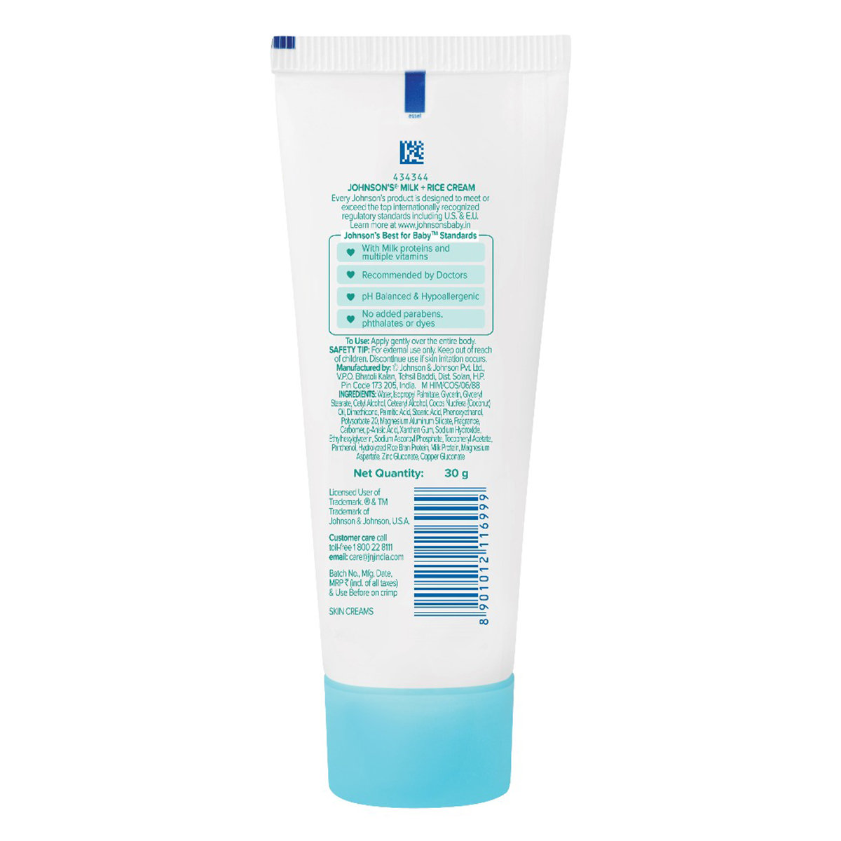 Johnson's Baby Milk+Rice Cream, 30 gm, Pack of 1 Johnson's Baby Milk+Rice Cream, 30 gm, Pack of 1