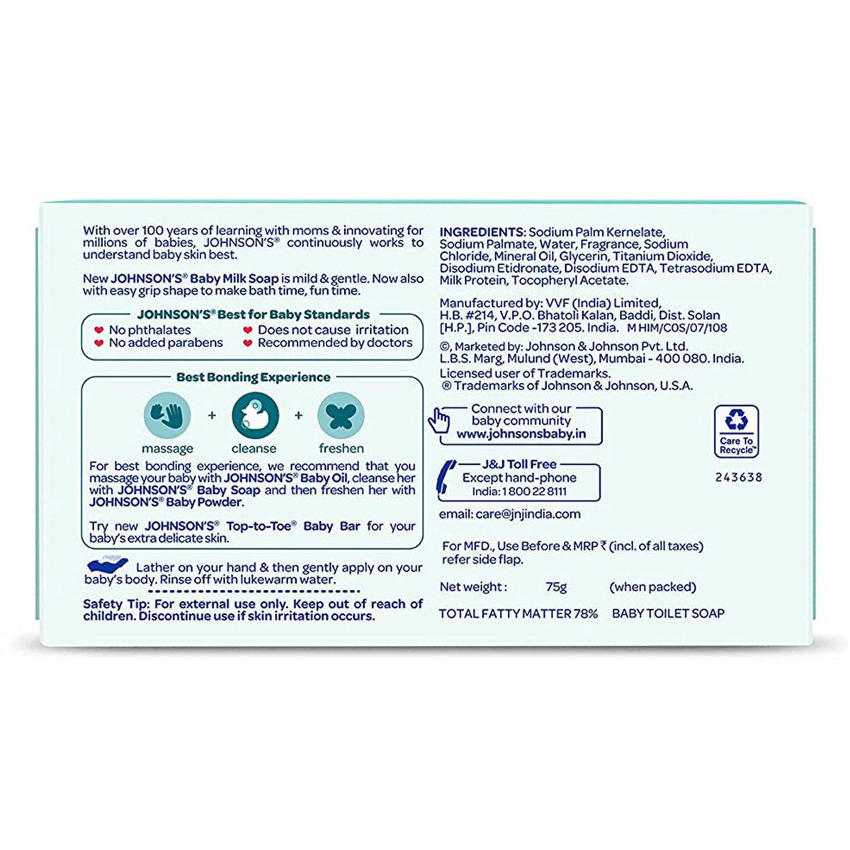 Johnson's Baby Milk Soap, 75 gm, Pack of 1 Johnson's Baby Milk Soap, 75 gm, Pack of 1