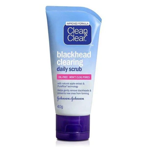 Clean &amp; Clear Blackhead Clearing Daily Scrub 40 gm | Natural Apple Extract &amp; Pure Rice Technology | Gentle Exfoliates | Removes Blackhead | Oil Free | For Smooth &amp; Clear Skin | For Oily Skin, Normal Skin, Dry Skin, Pimple Prone Skin, Sensitive Skin, Pack of 1