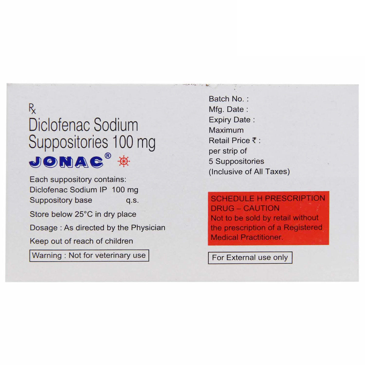 Jonac Suppositories 5's, Pack of 5 SUPPOSITORYS Jonac Suppositories 5's, Pack of 5 SUPPOSITORYS