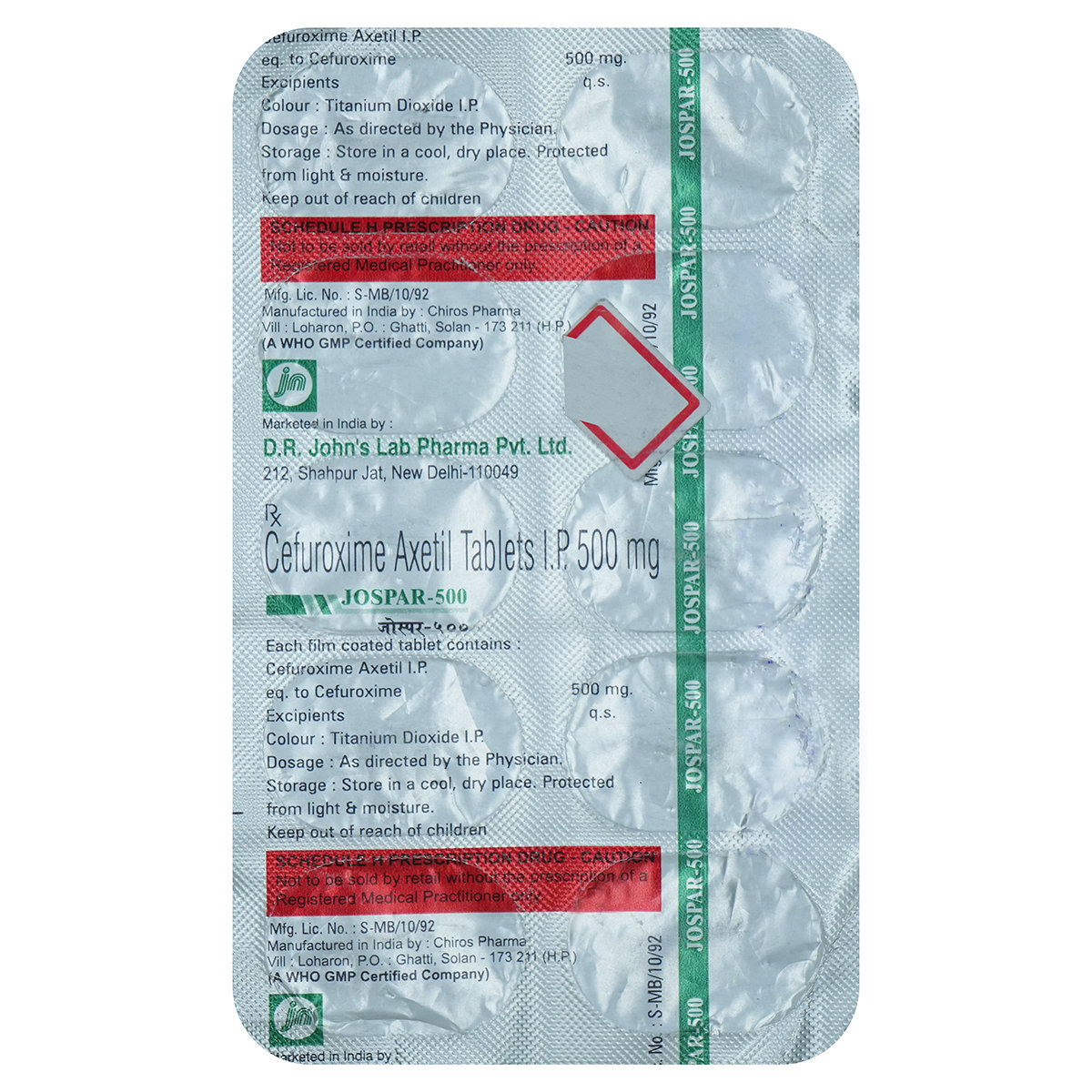 Jospar 500 Tablet 10's, Pack of 10 TABLETS Jospar 500 Tablet 10's, Pack of 10 TABLETS