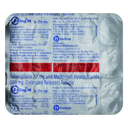 J Ring M 20/500 mg Tablet 15's
