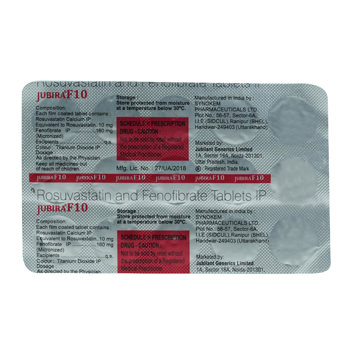 Jubira F 10 Tablet 15's, Pack of 15 Jubira F 10 Tablet 15's, Pack of 15