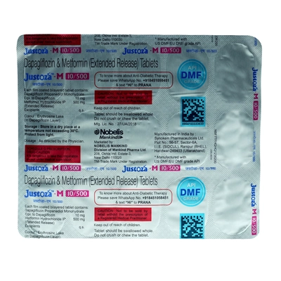 Justoza-M 10/500 Tablet 15's, Pack of 15 TabletS