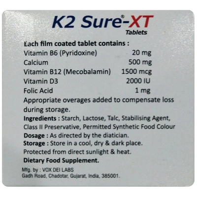 K2 Sure-XT Tablet 10's, Pack of 10 TabletS