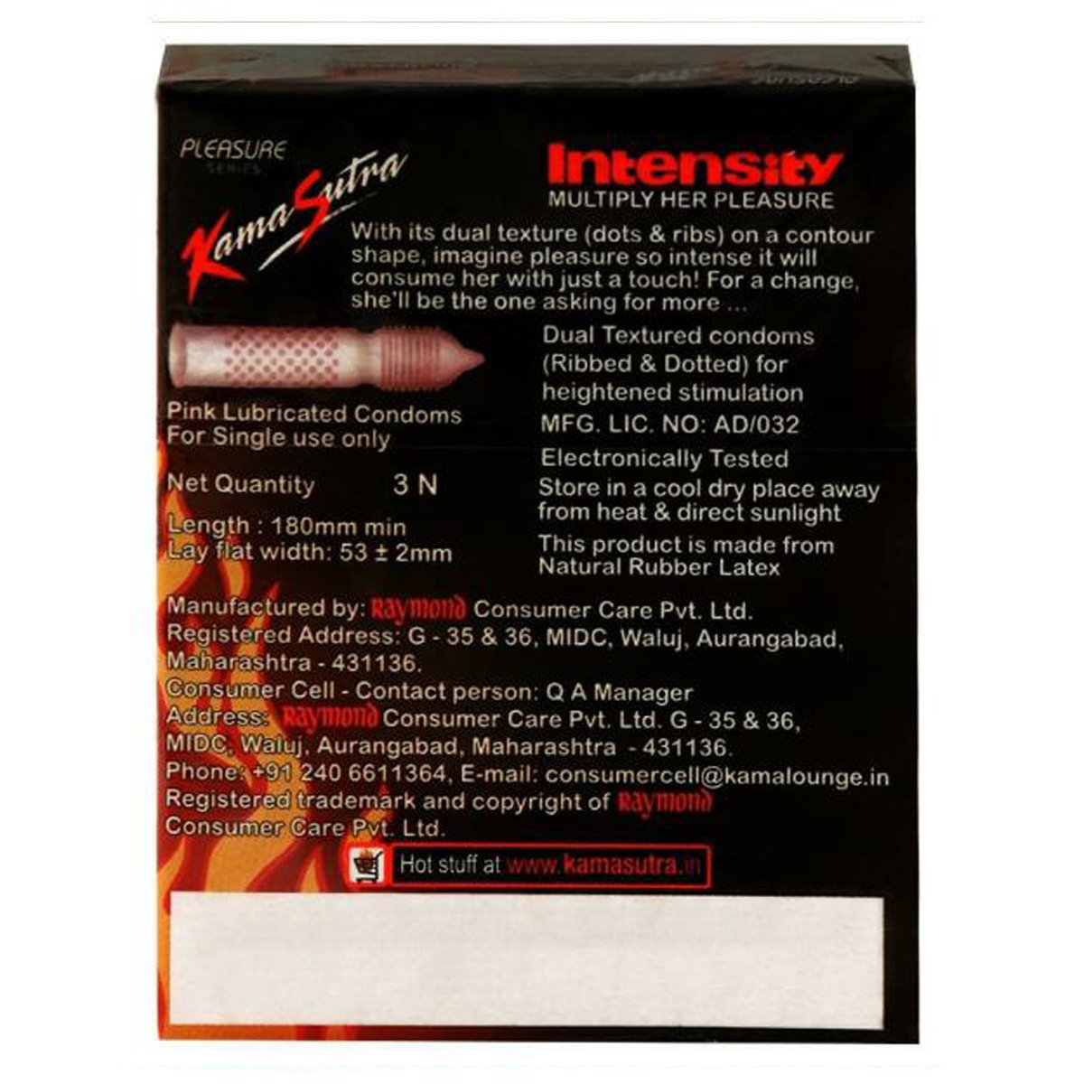 Kamasutra Intensity Condoms, 3 Count, Pack of 1 Kamasutra Intensity Condoms, 3 Count, Pack of 1