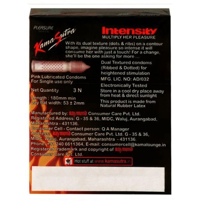 Kamasutra Intensity Condoms, 3 Count, Pack of 1