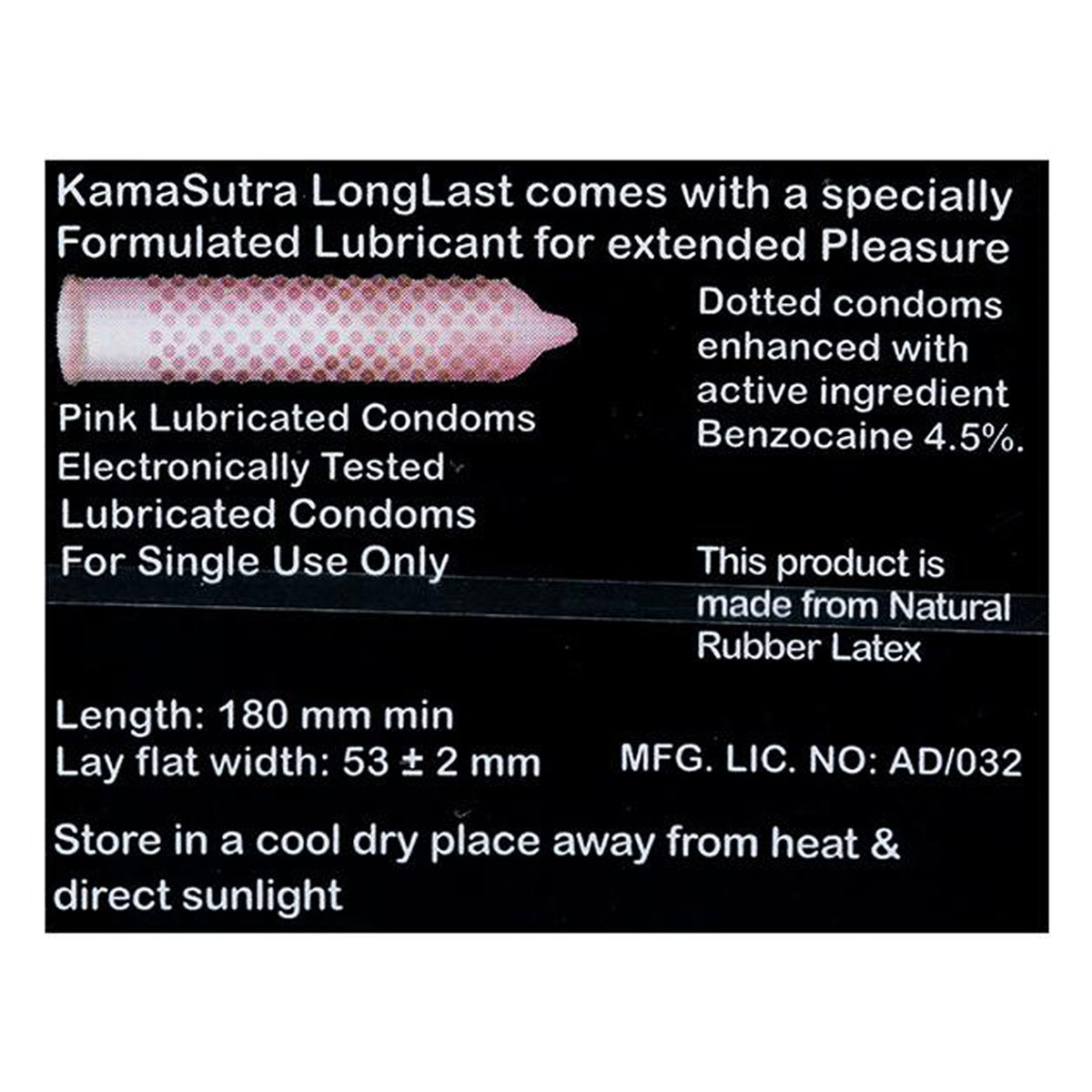 Kamasutra Longlast Condoms, 3 Count, Pack of 1 Kamasutra Longlast Condoms, 3 Count, Pack of 1