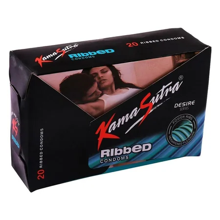 Kamasutra Ribbed Condoms, 20 Count