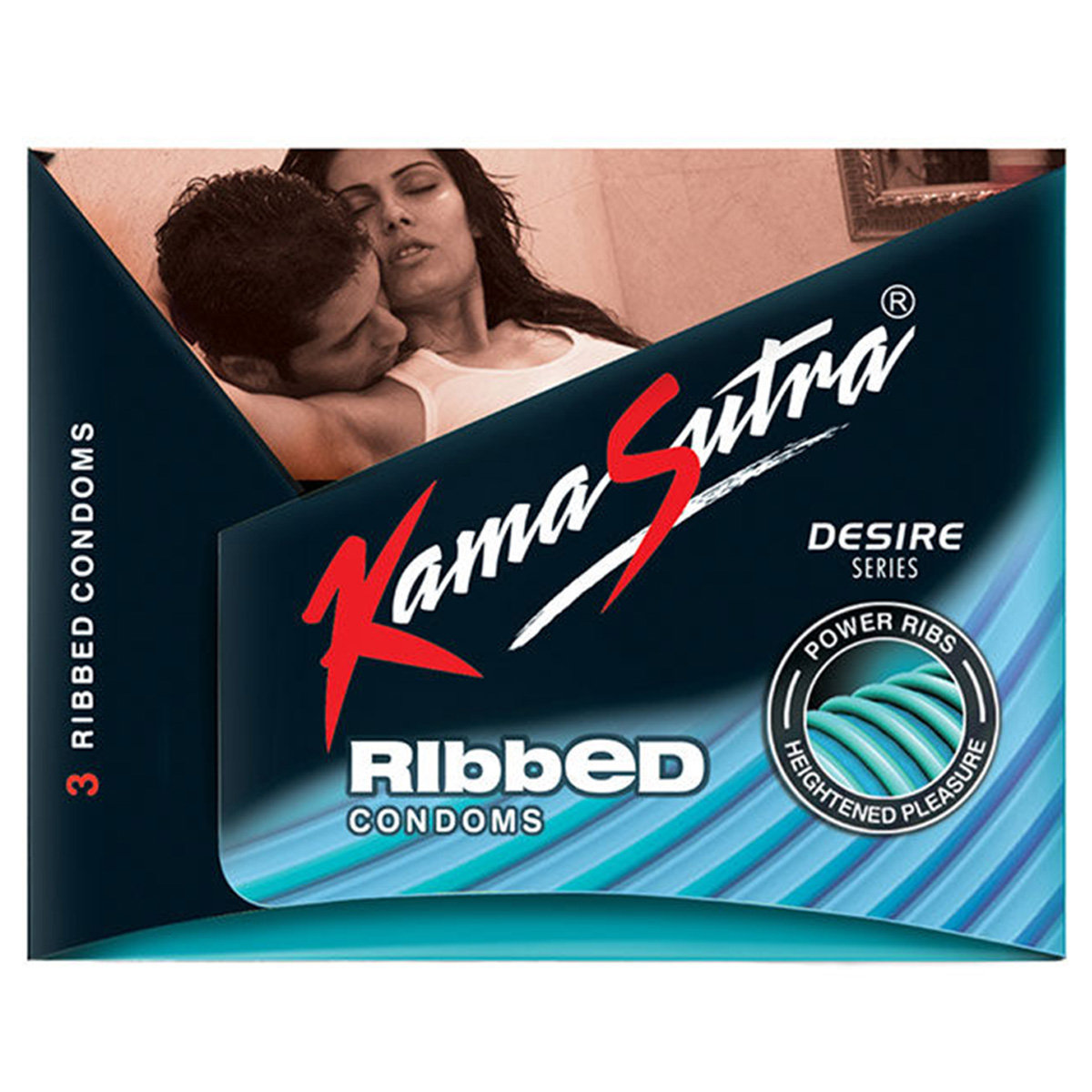 Kamasutra Ribbed Condoms, 3 Count, Pack of 1 Kamasutra Ribbed Condoms, 3 Count, Pack of 1