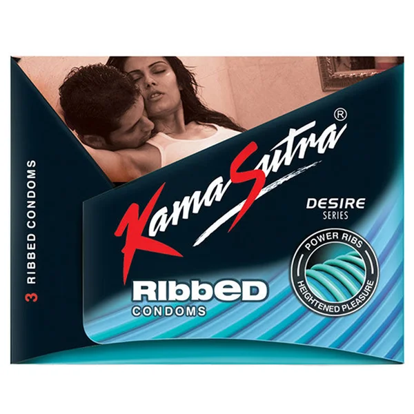 Kamasutra Ribbed Condoms, 3 Count