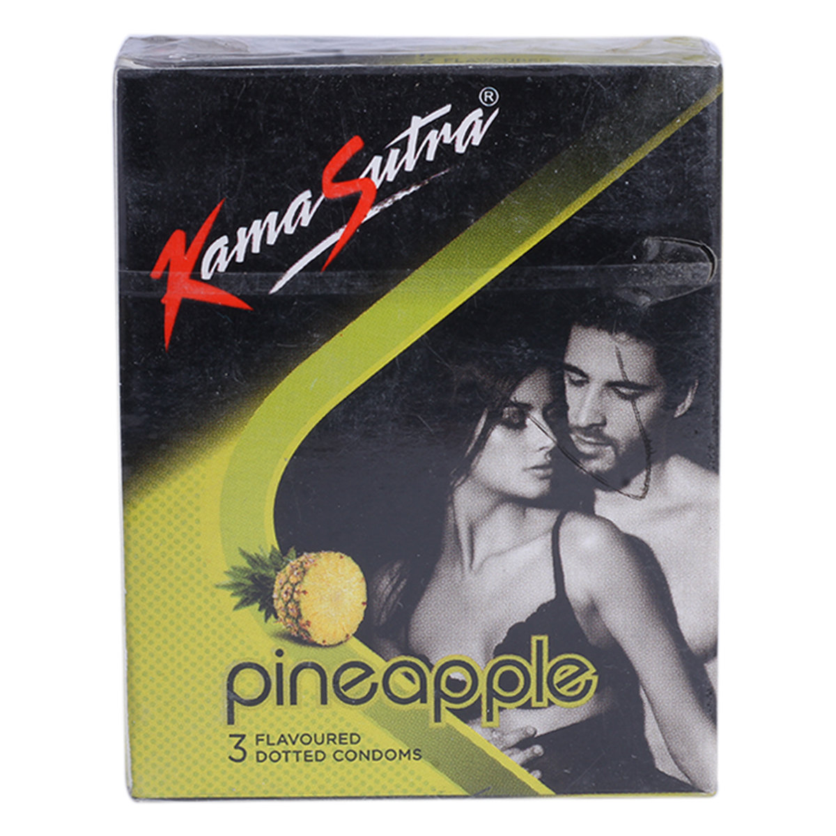 Kamasutra Pineapple Flavour Dotted Condoms, 3 Count, Pack of 1 Kamasutra Pineapple Flavour Dotted Condoms, 3 Count, Pack of 1