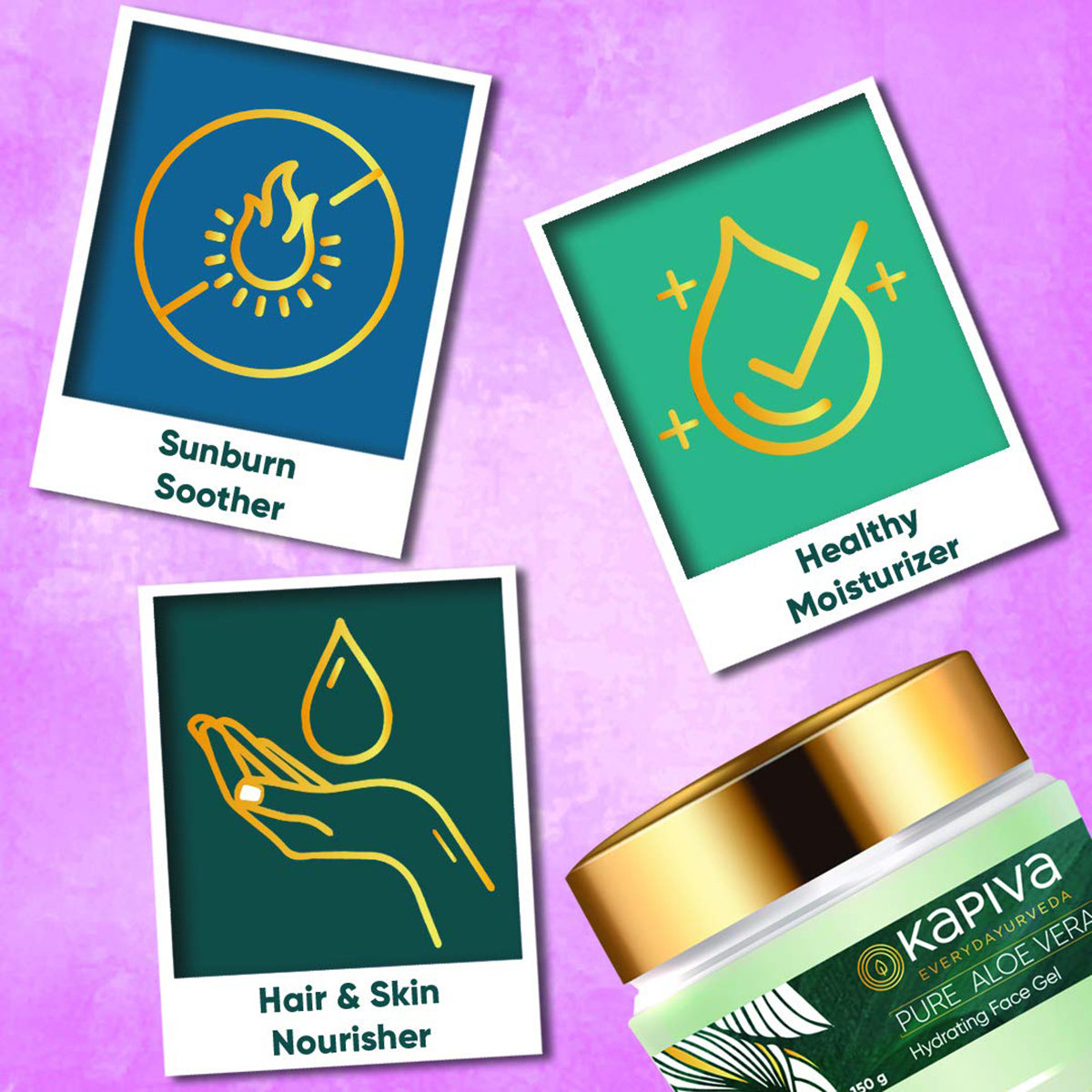 Kapiva Pure Aloe Vera Hydrating Gel 150 gm | Hydrates Skin | Nourishes Skin & Hair | Soothes Sunburn | 100% Natural, Pack of 1 Kapiva Pure Aloe Vera Hydrating Gel 150 gm | Hydrates Skin | Nourishes Skin & Hair | Soothes Sunburn | 100% Natural, Pack of 1