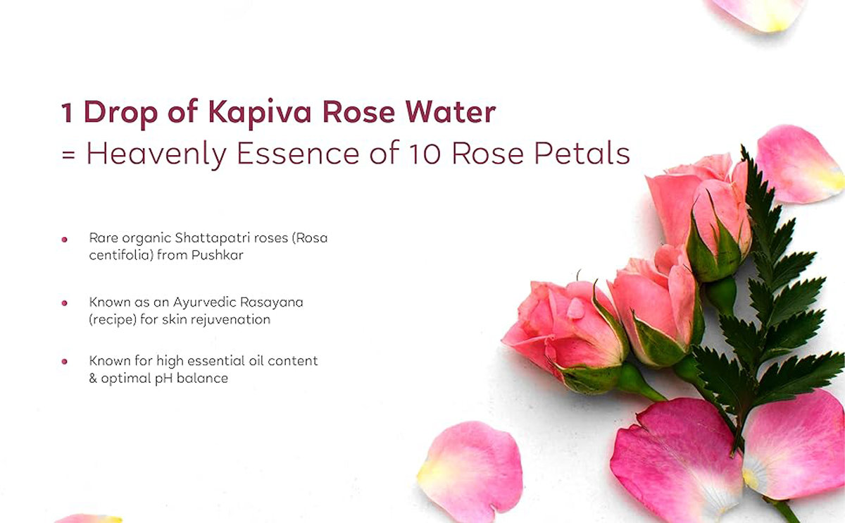 Kapiva Skin Rituals Rose Water 100 ml | Organic Damask Rose | Natural Skin Toner | Hydrates & Moisturises Skin | Maintain pH Balance, Pack of 1 Kapiva Skin Rituals Rose Water 100 ml | Organic Damask Rose | Natural Skin Toner | Hydrates & Moisturises Skin | Maintain pH Balance, Pack of 1
