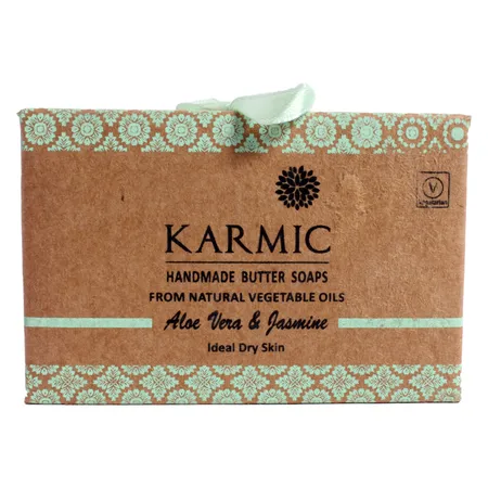 Karmic Aloe Vera & Jasmine Handmade Butter Soaps 125 gm | Coconut Oil, Aloe Vera & Kokum Butter | Gentle Cleansing | Hydrates & Soothes Skin | With Fragrance Of Jasmine | For Dry Skin