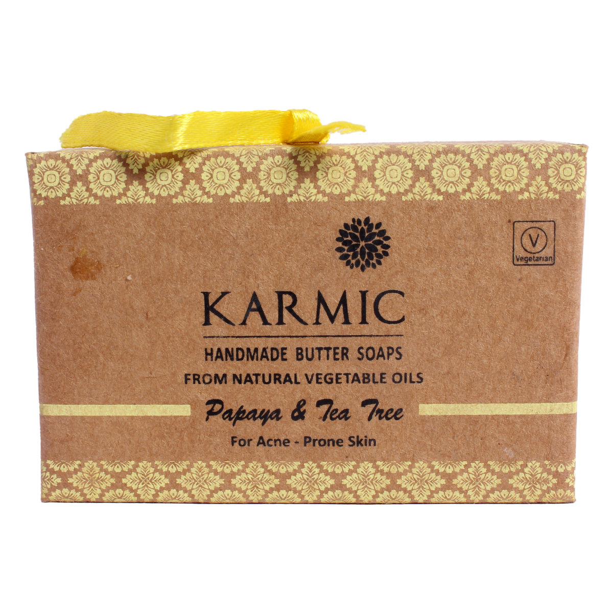 Karmic Handmade Papaya & Tea Tree Butter Soaps 125 gm | Cleanses, Brightens, Hydrates & Nourishes Skin | For Acne Prone Skin, Pack of 1 Karmic Handmade Papaya & Tea Tree Butter Soaps 125 gm | Cleanses, Brightens, Hydrates & Nourishes Skin | For Acne Prone Skin, Pack of 1