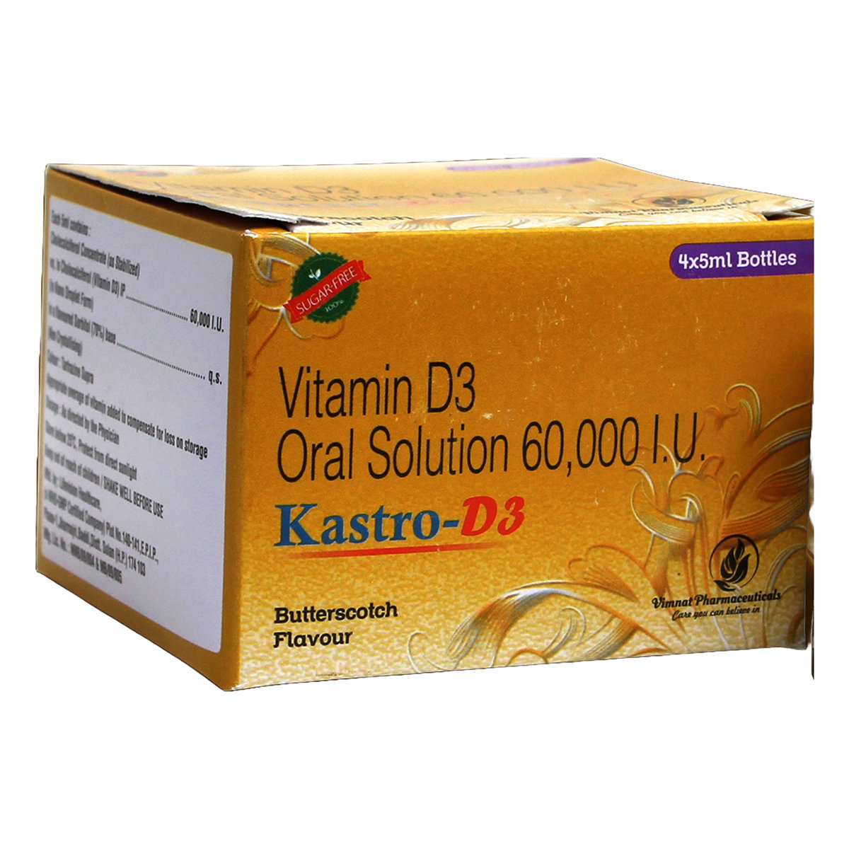 Kastro-D3 60K Sugar Free Butterscotch Flavour Oral Solution 5 ml, Pack of 1 Kastro-D3 60K Sugar Free Butterscotch Flavour Oral Solution 5 ml, Pack of 1