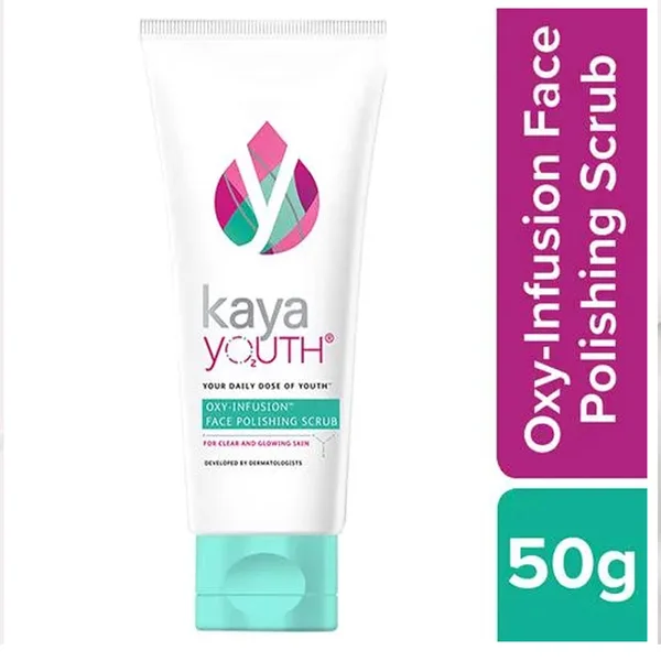 Kaya Youth Oxy-Infusion Face Polishing Scrub 50 gm | Removes Dead Skin Cells | For Clear &amp; Glowing Skin, Pack of 1
