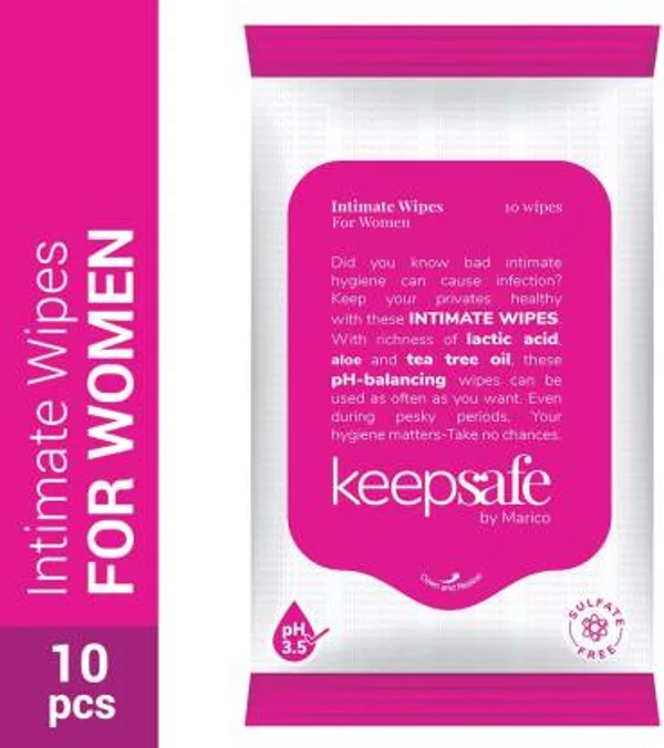 KeepSafe Intimate Wipes for Women, 10 Count, Pack of 1