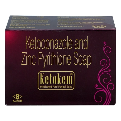 Ketokem Soap 75g | Ketokonazole &amp; Zinc Pyrithione | Antifungal Medicated Soap | For Fungal Infections, Dandruff &amp; Seborrhoeic Dermatitis, Pack of 1