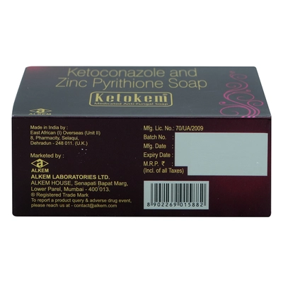 Ketokem Soap 75g | Ketokonazole &amp; Zinc Pyrithione | Antifungal Medicated Soap | For Fungal Infections, Dandruff &amp; Seborrhoeic Dermatitis, Pack of 1