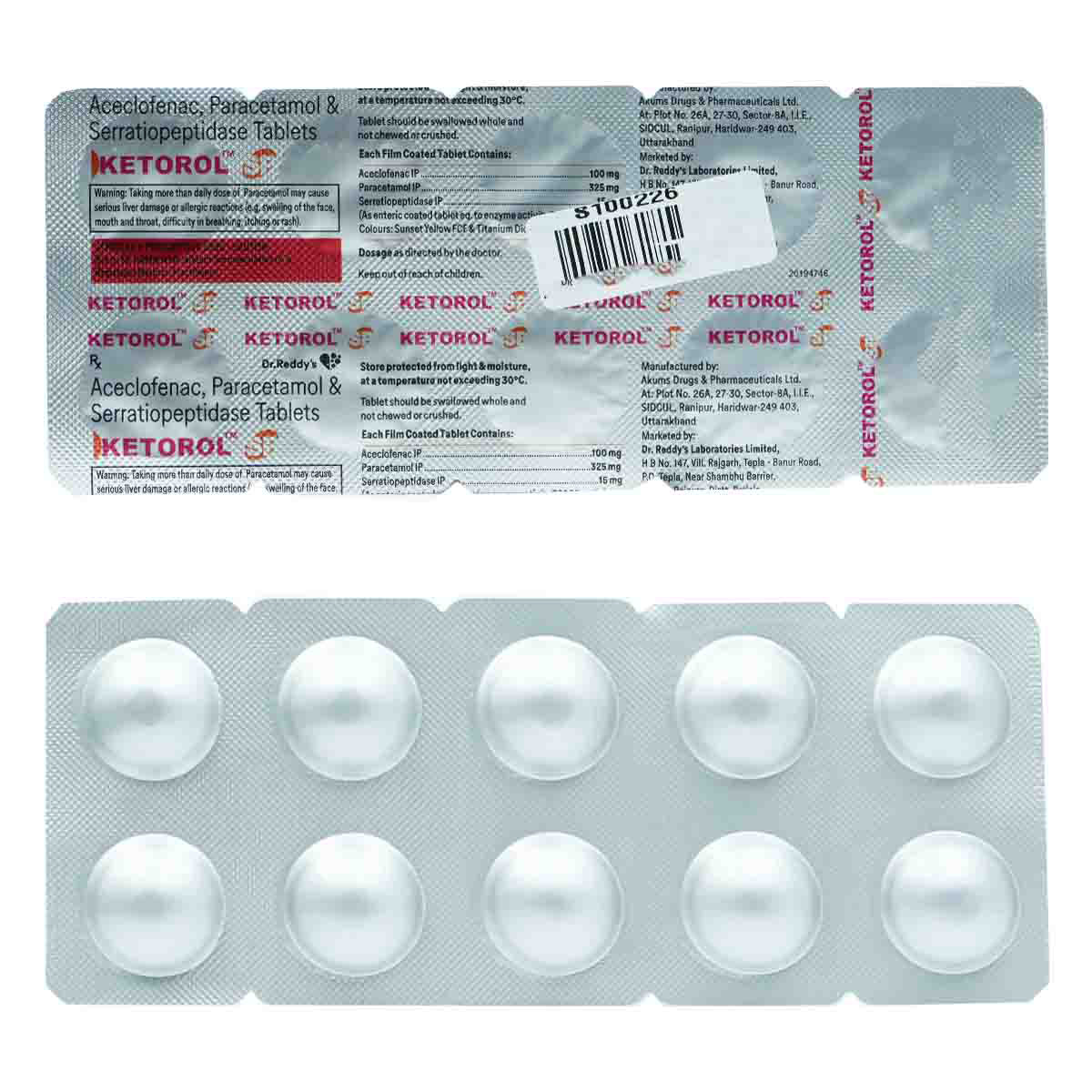 Ketorol SP Tablet 10's, Pack of 10 TABLETS Ketorol SP Tablet 10's, Pack of 10 TABLETS