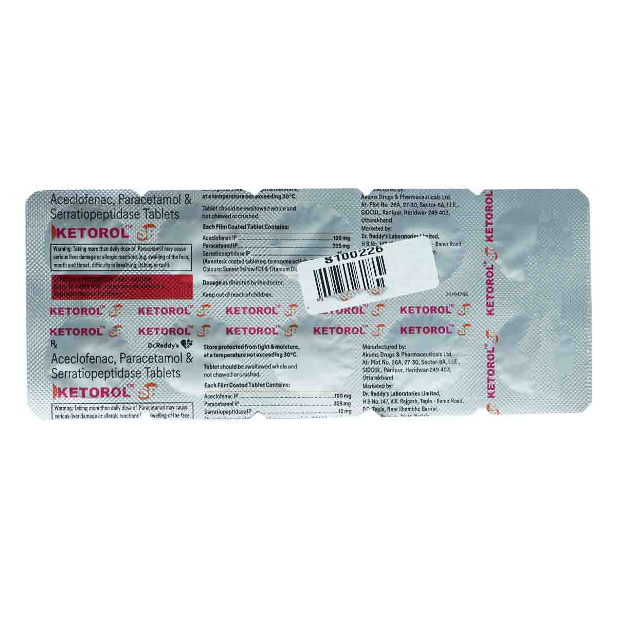 Ketorol SP Tablet 10's, Pack of 10 TABLETS Ketorol SP Tablet 10's, Pack of 10 TABLETS