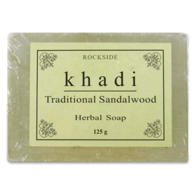 Khadi Traditional Sandalwood Herbal Soap 125 gm | Reduces Acne | Moisturises Dry Skin | For All Skin Type, Pack of 1