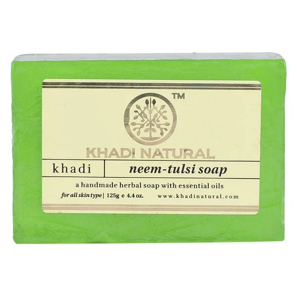 Khadi Neem-Tulsi Handmade Herbal Soap 125 gm | Enriched With Essential Oils | Cleanses, Nourises & Moisturises Skin | Calms Skin Dryness | For All Skin Type