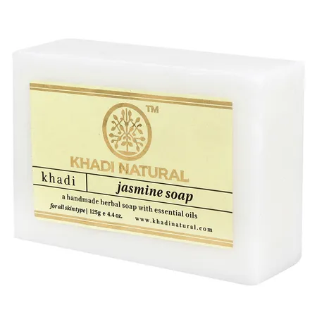 Khadi Jasmine Handmade Herbal Soap 125 gm | Enriched With Essential Oils | Gentle Cleansing | Reduces Dark Spots & Blemishes | Improves Skin Elasticity | Relax Body & Mind | For Dry, Oily, Sensitive & All Skin Type