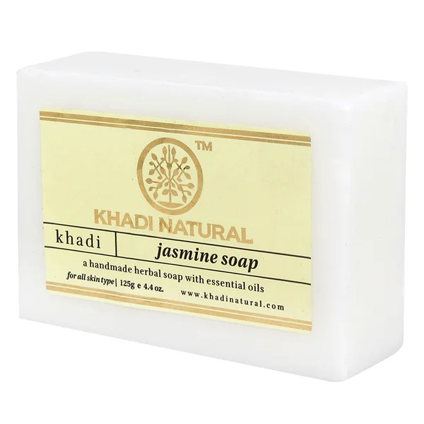 Khadi Jasmine Handmade Herbal Soap 125 gm | Enriched With Essential Oils | Gentle Cleansing | Reduces Dark Spots &amp; Blemishes | Improves Skin Elasticity | Relax Body &amp; Mind | For Dry, Oily, Sensitive &amp; All Skin Type, Pack of 1
