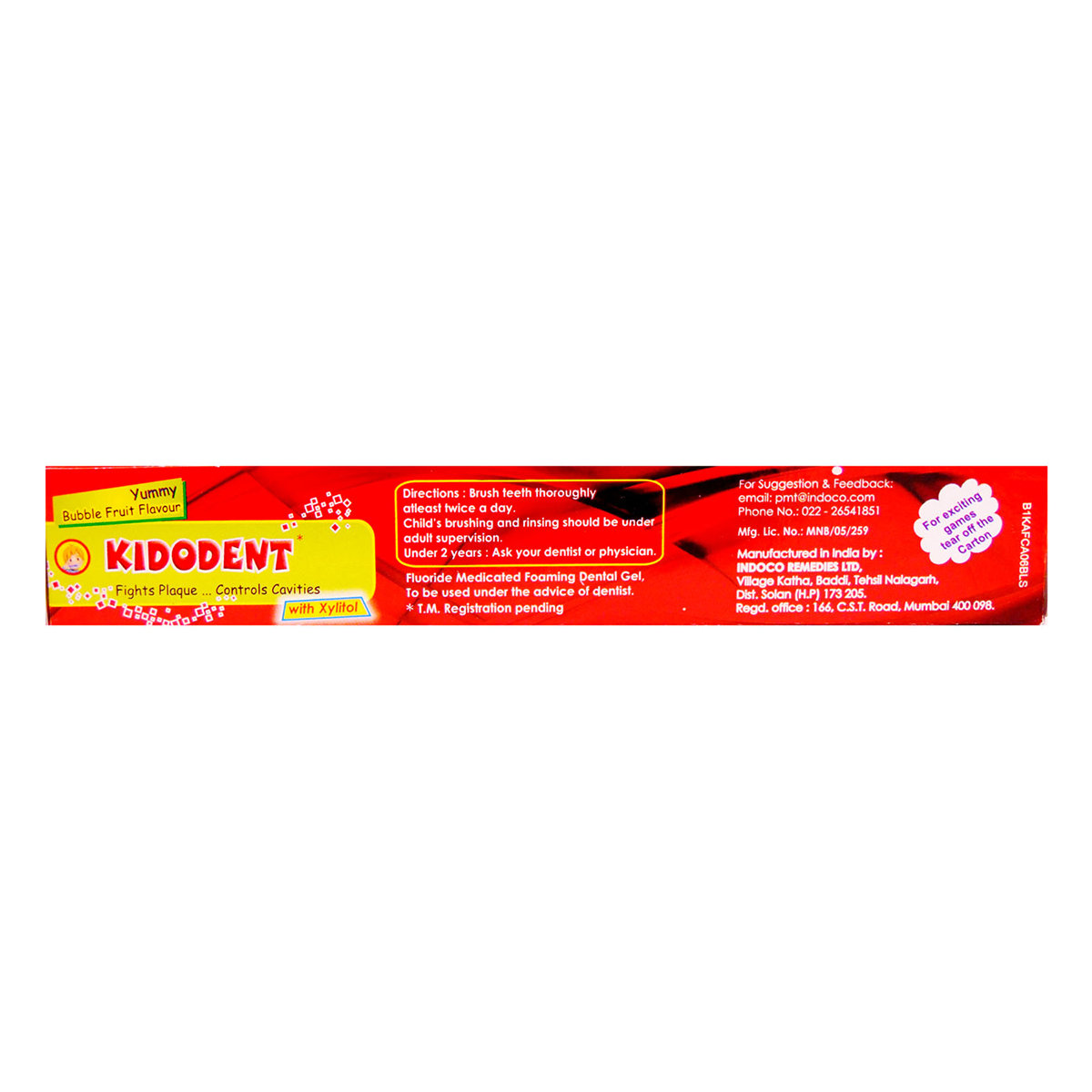 Kidodent Bubble Fruit Flavour Kids Toothpaste, 75 gm, Pack of 1 Kidodent Bubble Fruit Flavour Kids Toothpaste, 75 gm, Pack of 1