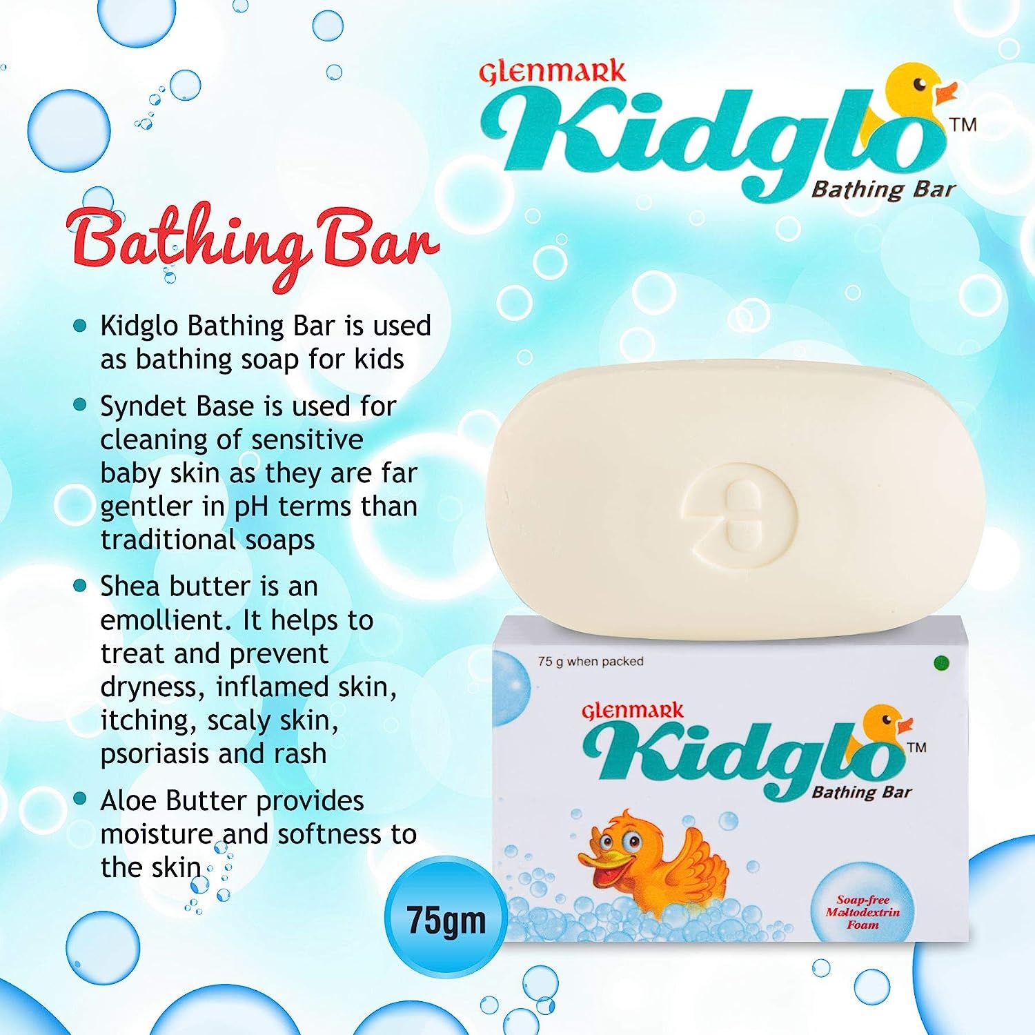 Kidglo Bathing Bar 75 gm | Moisturises Skin | Prevent Dryness, Rash, Itchy & Scaly Skin | For Kids Sensitive Skin, Pack of 1 Kidglo Bathing Bar 75 gm | Moisturises Skin | Prevent Dryness, Rash, Itchy & Scaly Skin | For Kids Sensitive Skin, Pack of 1