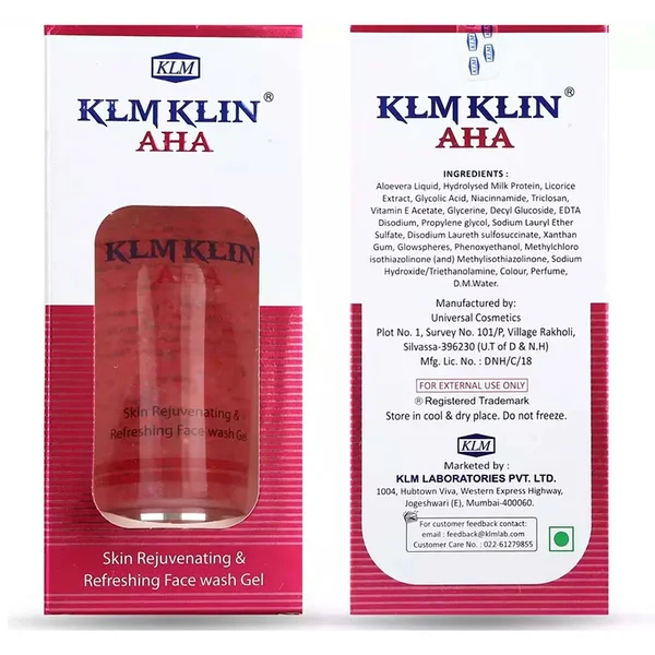 Klm Klin Aha Face Wash Gel 150 ml | Skin Rejuvenating & Refreshing Gel