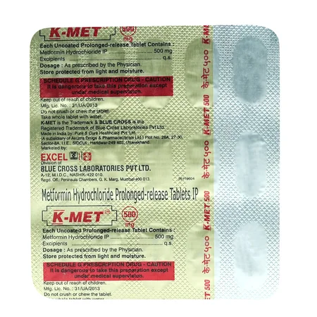 K-Met 500 mg Tablet 15's