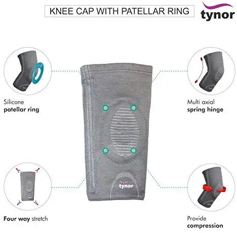 Tynor Knee Cap With Patellar Ring, XL, Gray, 1 Count | For Targeted Relief | Uniform Compression, Pack of 1 Tynor Knee Cap With Patellar Ring, XL, Gray, 1 Count | For Targeted Relief | Uniform Compression, Pack of 1